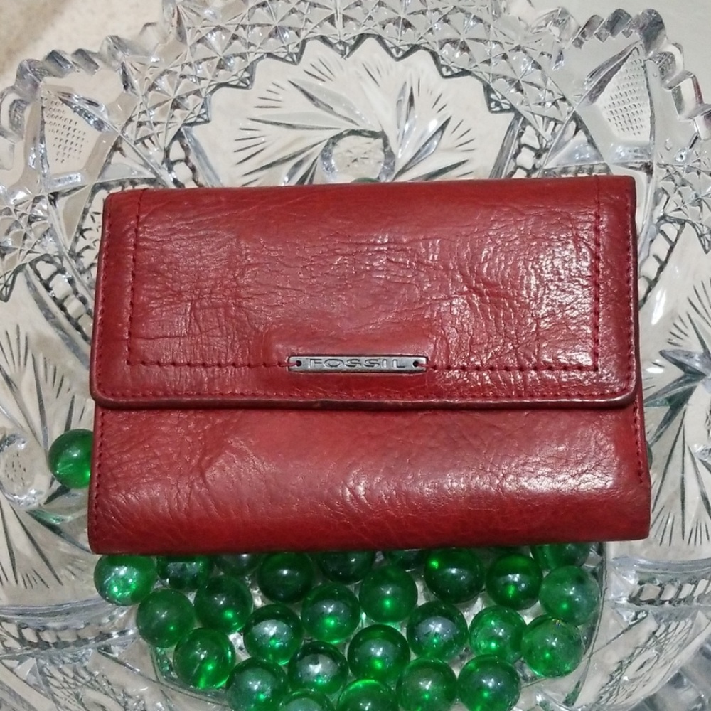 Fossil Dark Red Leather Wallet - image 1